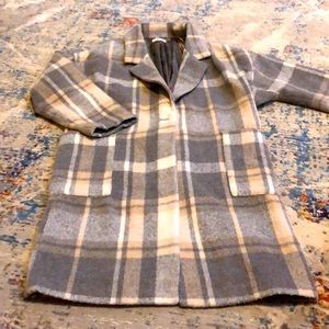 Calvin Klein wool plaid trench coat
